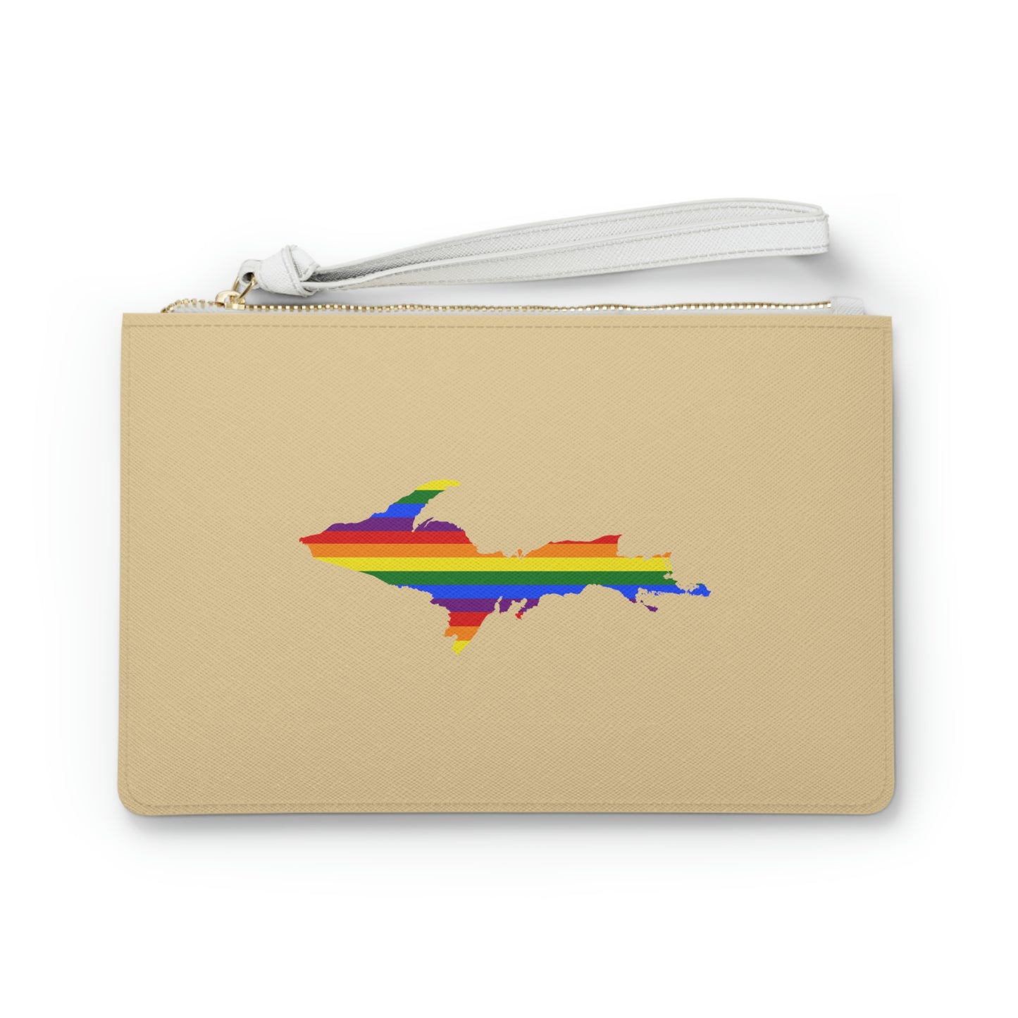 Michigan Upper Peninsula Clutch Bag (Maple Color w/ UP Pride Flag Outline)