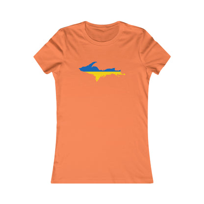 Michigan Upper Peninsula T-Shirt (w/ UP Ukraine Flag Outline) | Women's Slim Fit