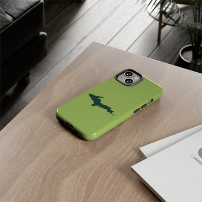 Michigan Upper Peninsula Tough Phone Case (Gooseberry Green w/ Green UP Outline) | Apple iPhone