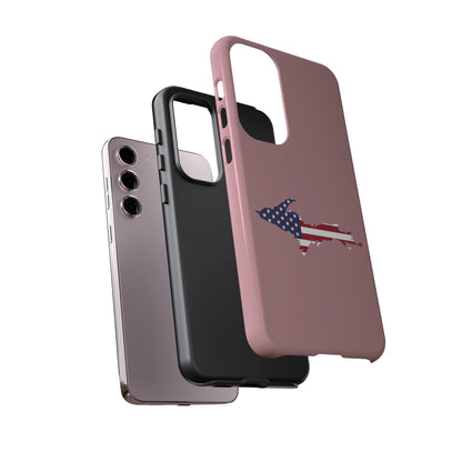 Michigan Upper Peninsula Tough Phone Case (Cherry Blossom Pink w/ UP USA Flag Outline) | Samsung & Pixel Android