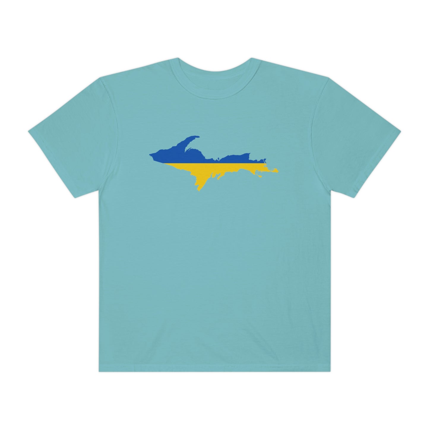 Michigan Upper Peninsula T-Shirt (w/ UP Ukraine Flag Outline) | Unisex Garment-Dyed