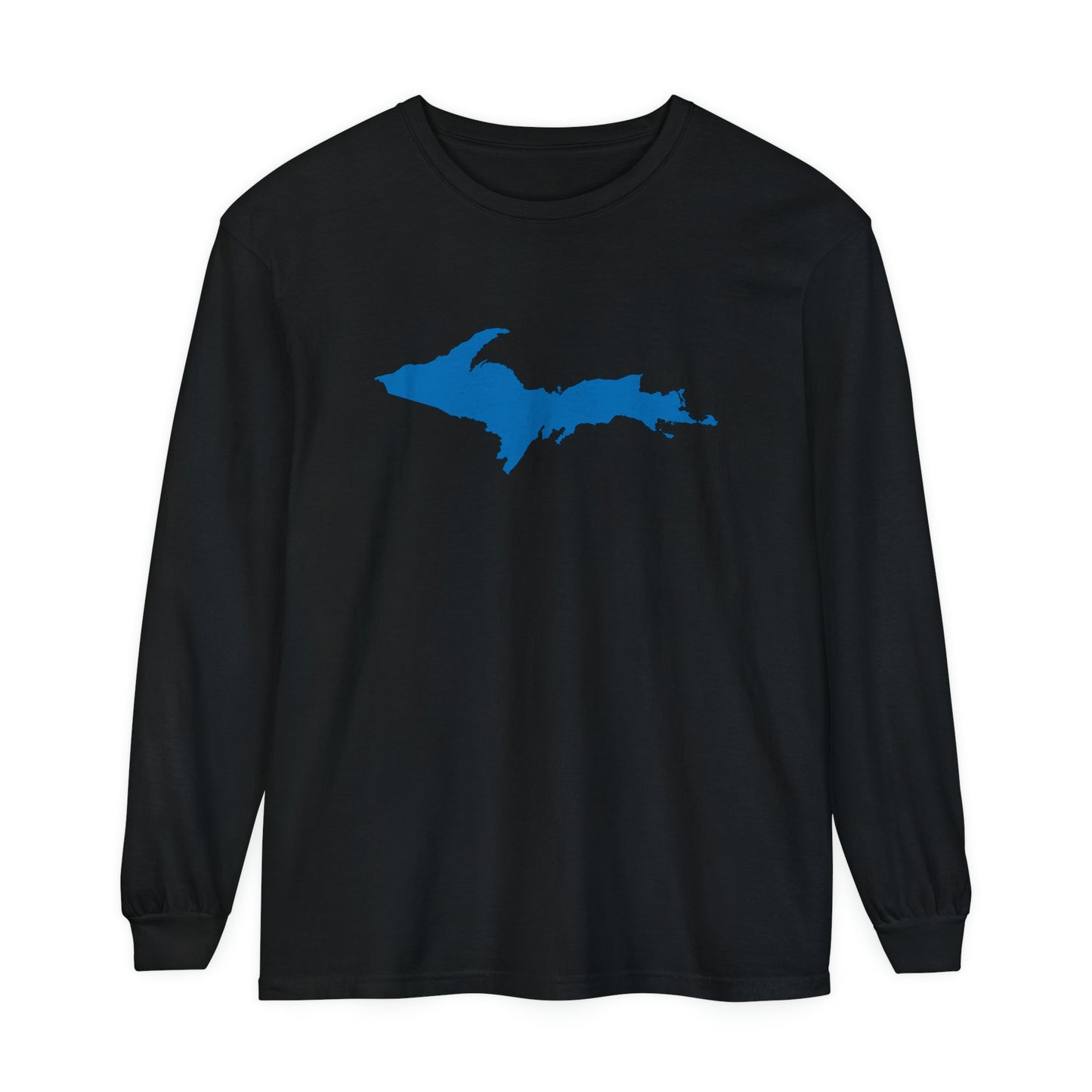 Michigan Upper Peninsula Garment-Dyed T-Shirt (w/ Azure UP Outline) | Unisex Long Sleeve