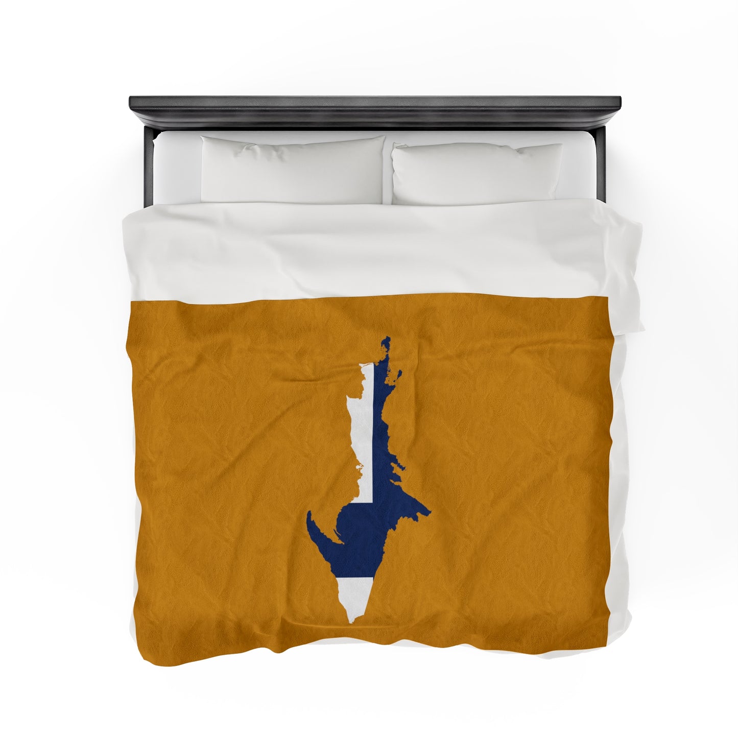 Michigan Upper Peninsula Plush Blanket (w/ UP Finland Flag Outline) | Gold