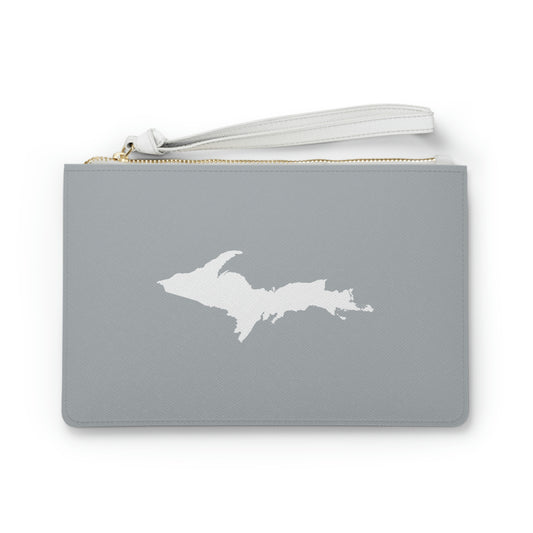 Michigan Upper Peninsula Clutch Bag (Silver w/UP Outline)