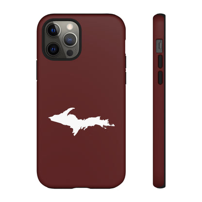 Michigan Upper Peninsula Tough Phone Case (Cherrywood Red w/ UP Outline) | Apple iPhone