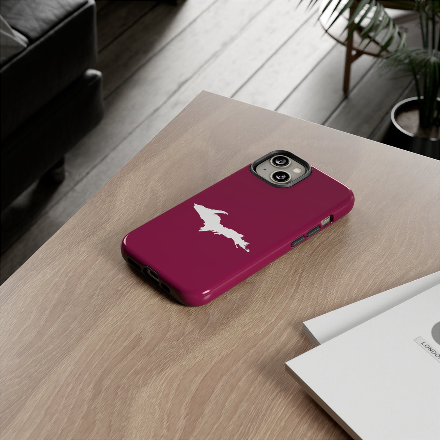 Michigan Upper Peninsula Tough Phone Case (Ruby Red w/ UP Outline) | Apple iPhone