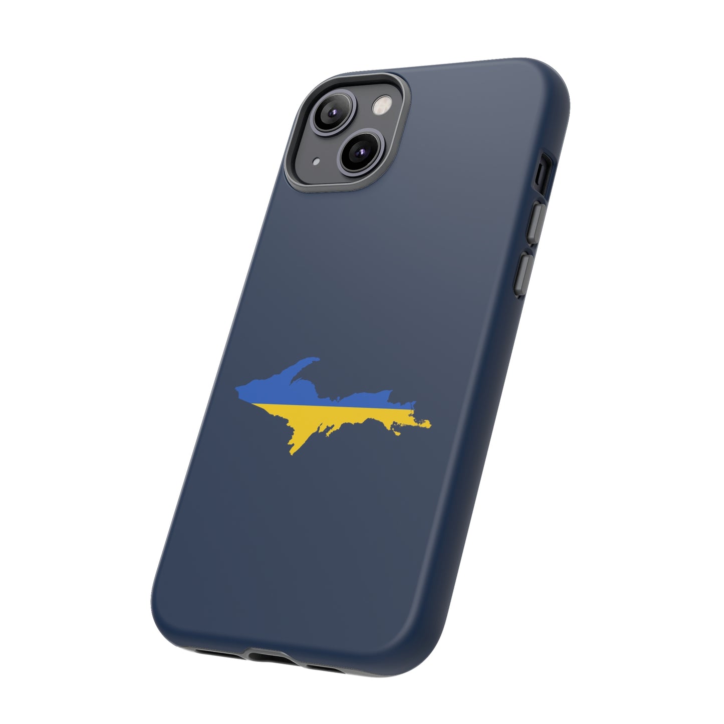 Michigan Upper Peninsula Tough Phone Case (Navy w/ UP Ukraine Flag Outline) | Apple iPhone