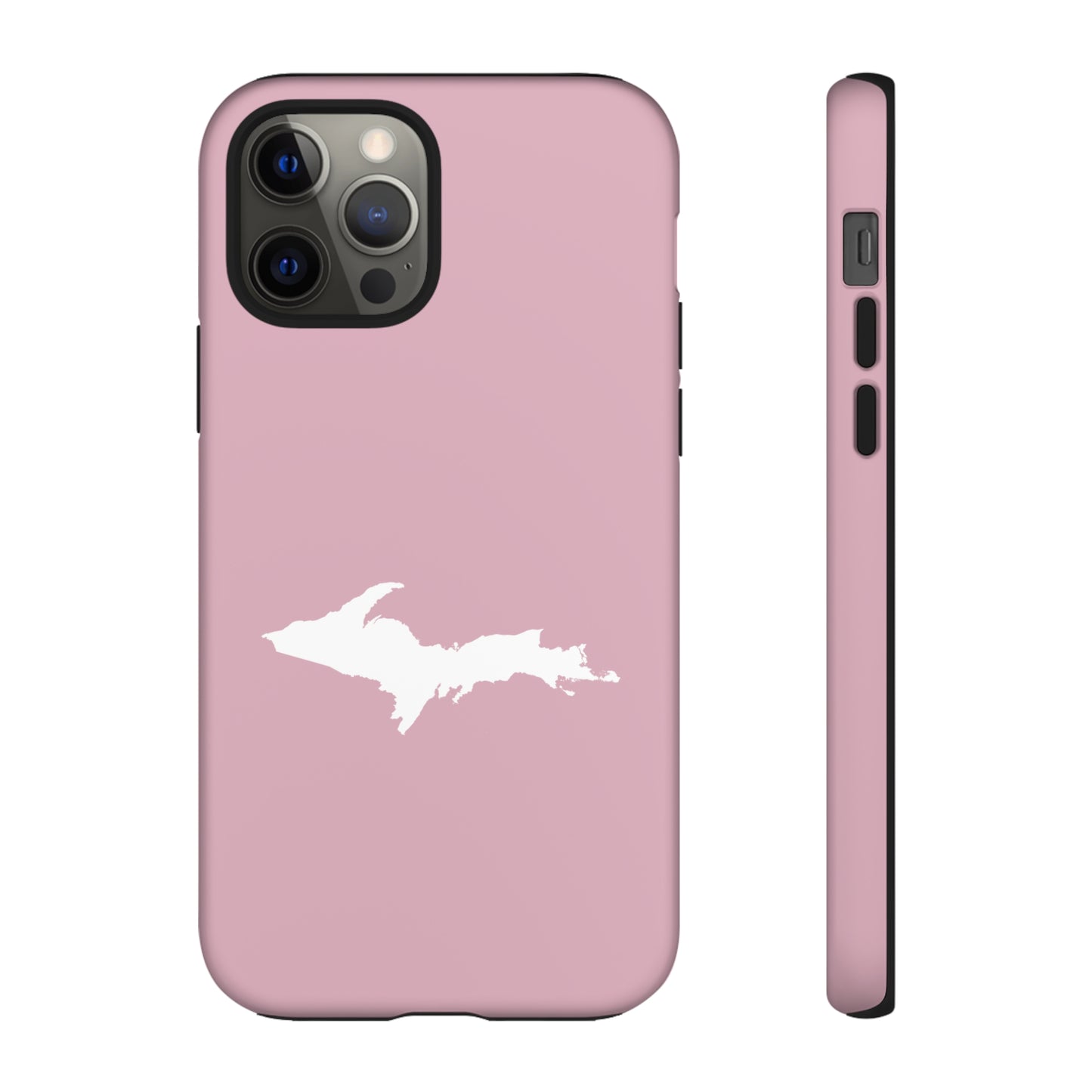 Michigan Upper Peninsula Tough Phone Case (Pink w/ UP Outline) | Apple iPhone