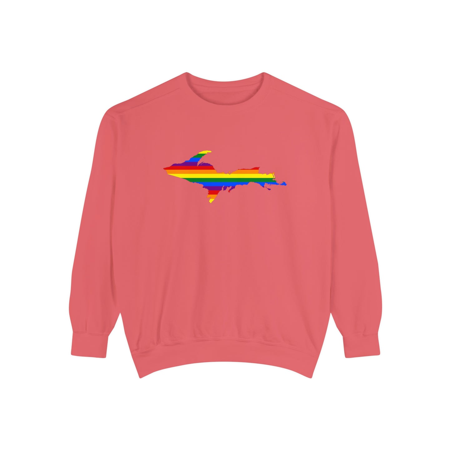 Michigan Upper Peninsula Sweatshirt (w/ UP Pride Flag Outline) | Unisex Garment Dyed