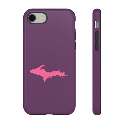 Michigan Upper Peninsula Tough Phone Case (Plum w/ Pink UP Outline) | Apple iPhone