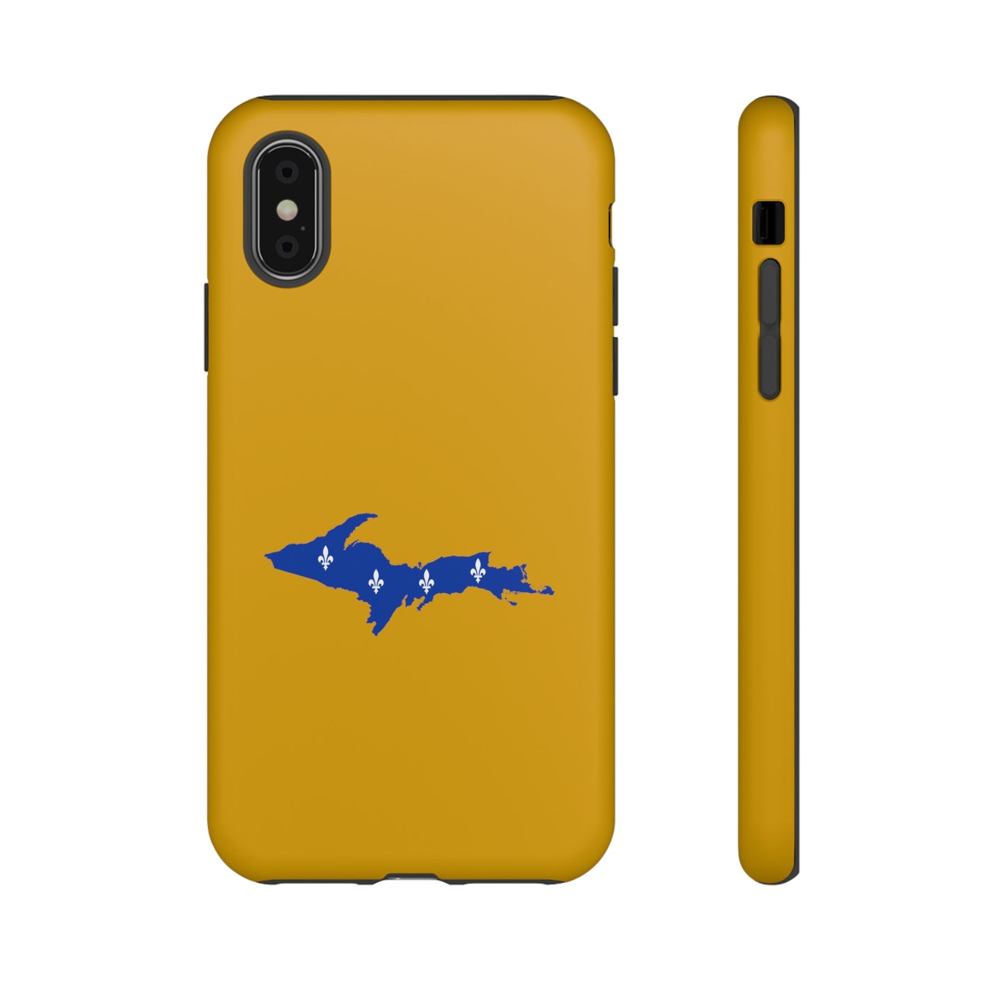 Michigan Upper Peninsula Tough Phone Case (Gold w/ UP Quebec Flag Outline) | Apple iPhone