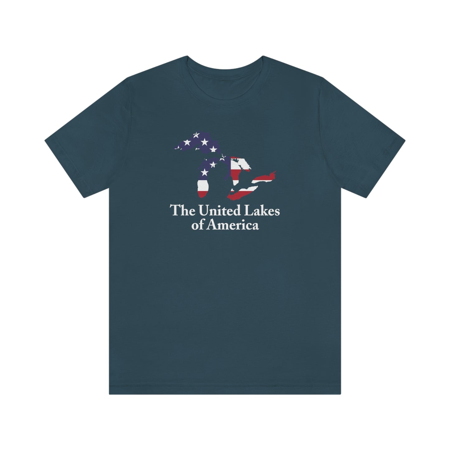 'The United Lakes of America' T-Shirt (w/ Great Lakes USA Flag Outline) | Unisex Standard Fit