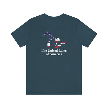 'The United Lakes of America' T-Shirt (w/ Great Lakes USA Flag Outline) | Unisex Standard Fit