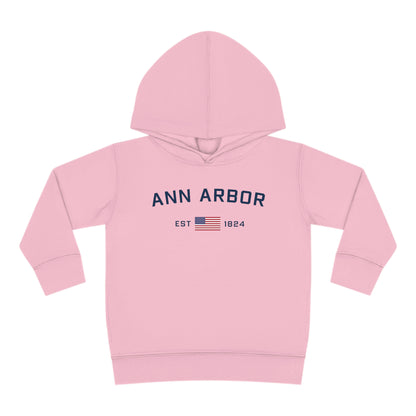 'Ann Arbor EST 1824' Hoodie (w/USA Flag Outline) | Unisex Toddler