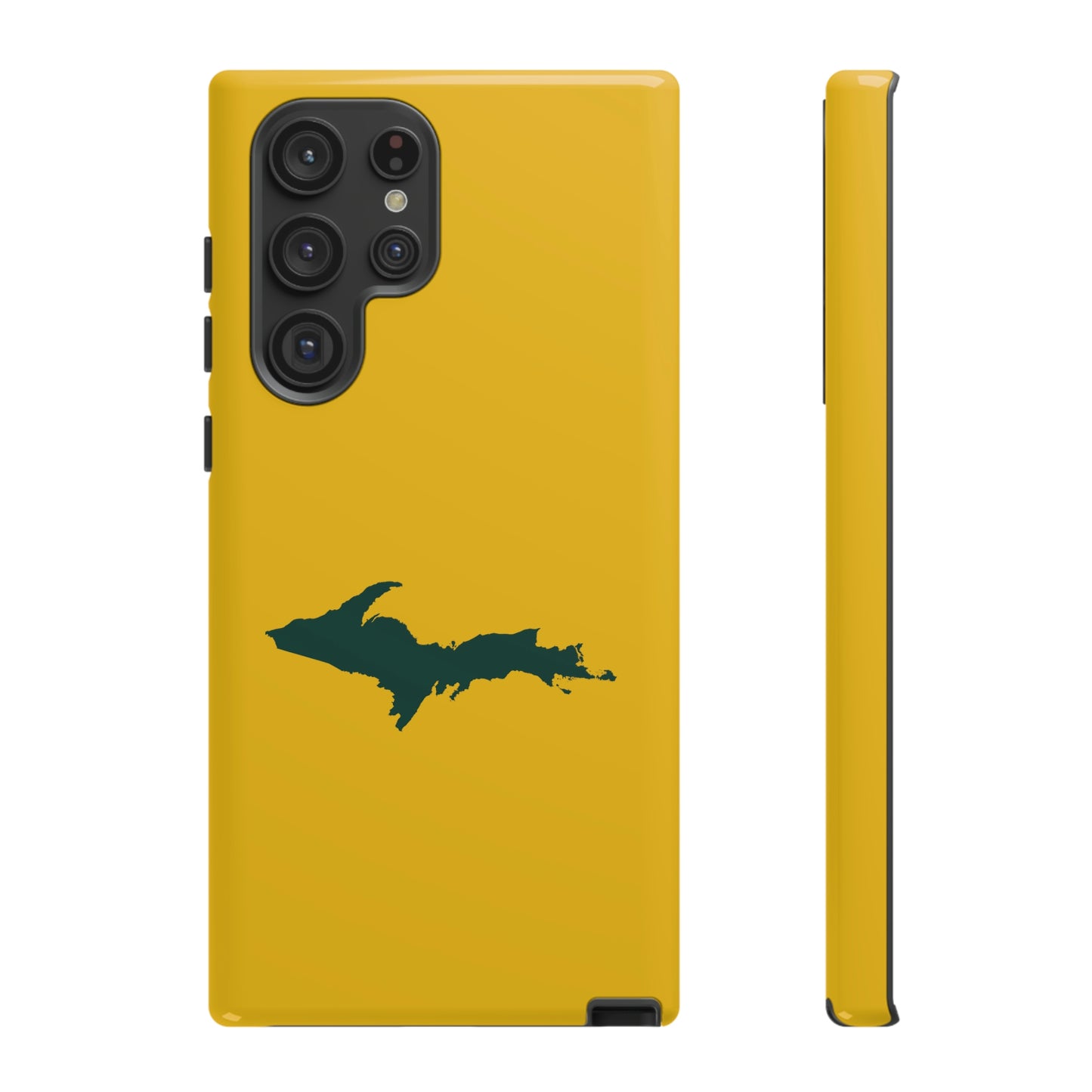 Michigan Upper Peninsula Tough Phone Case (Gold w/ Green UP Outline) | Samsung & Pixel Android