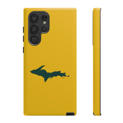 Michigan Upper Peninsula Tough Phone Case (Gold w/ Green UP Outline) | Samsung & Pixel Android