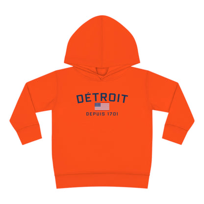 'Détroit Depuis 1701' Hoodie (w/USA Flag Outline) | Unisex Toddler