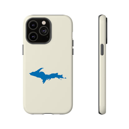 Michigan Upper Peninsula Tough Phone Case (Ivory Color w/ Azure UP Outline) | Apple iPhone