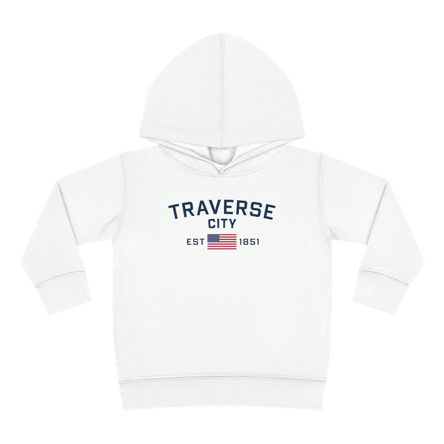 'Traverse City EST 1851' Hoodie (w/USA Flag Outline) | Unisex Toddler