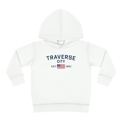 'Traverse City EST 1851' Hoodie (w/USA Flag Outline) | Unisex Toddler