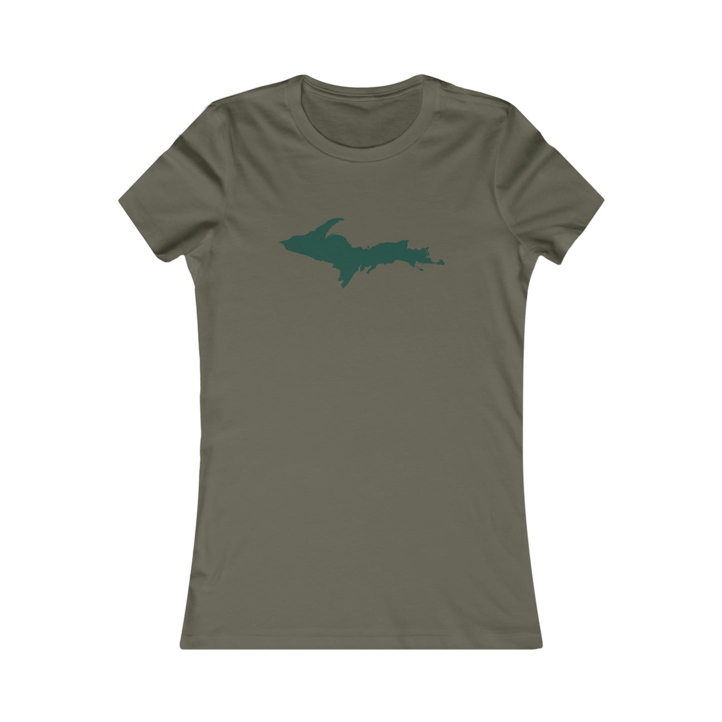 Michigan Upper Peninsula T-Shirt (w/ Green UP Outline) | Women's Slim Fit