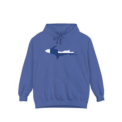 Michigan Upper Peninsula Hoodie (w/ UP Finland Flag Outline) | Unisex Garment-Dyed