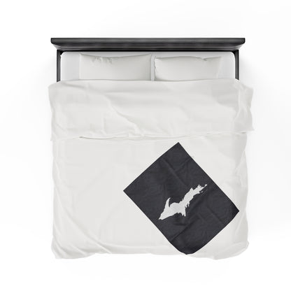 Michigan Upper Peninsula Plush Blanket (w/ UP Outline) | Iron Ore Grey