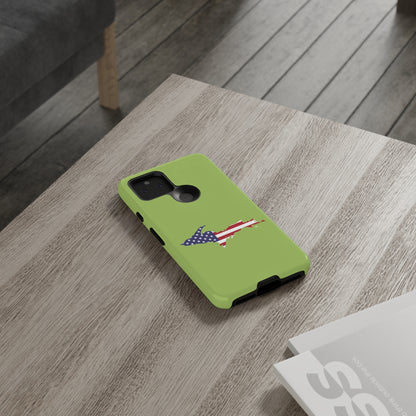 Michigan Upper Peninsula Tough Phone Case (Gooseberry Green w/ UP USA Flag Outline) | Samsung & Pixel Android