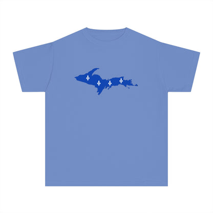 Michigan Upper Peninsula T-Shirt (w/ UP Quebec Flag Outline) | Youth Garment-Dyed