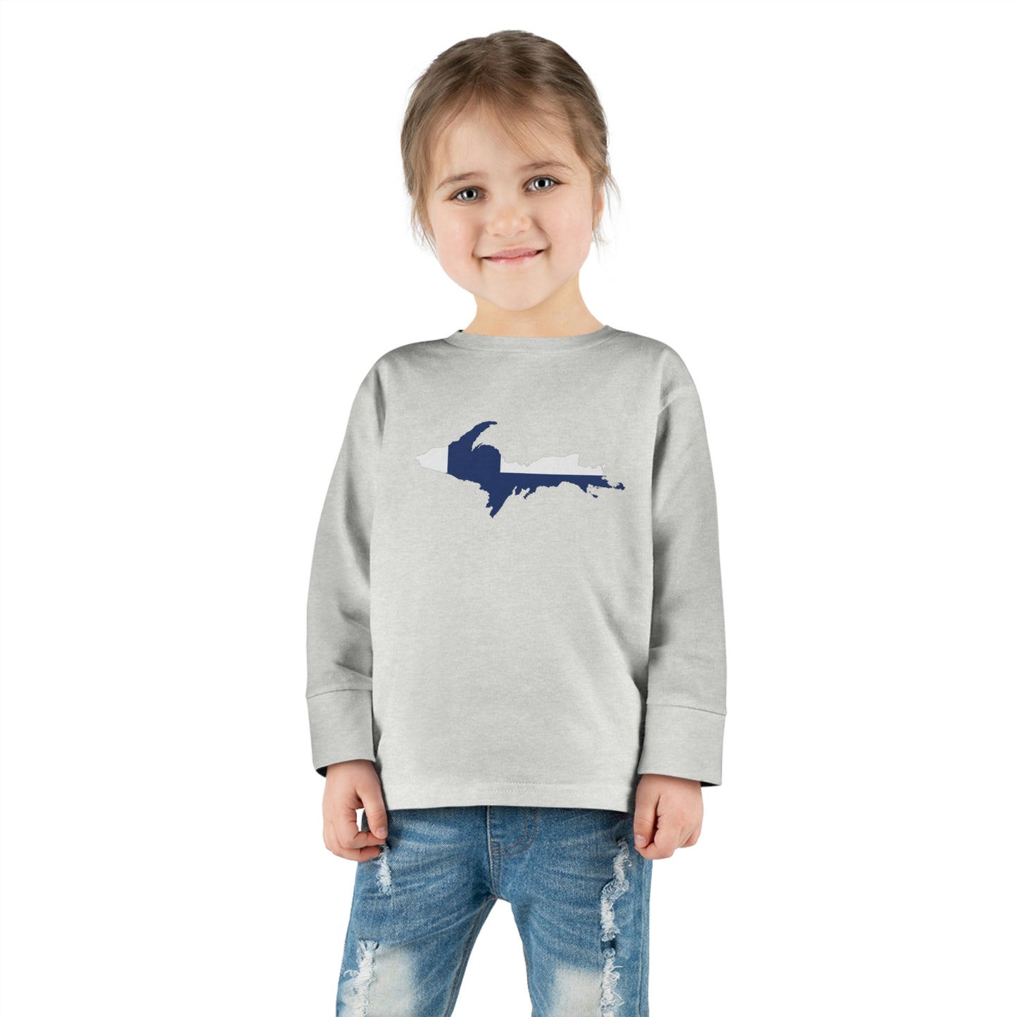 Michigan Upper Peninsula T-Shirt (w/ UP Finland Flag Outline) | Toddler Long Sleeve