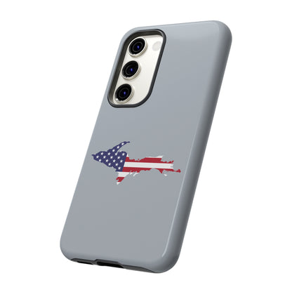 Michigan Upper Peninsula Tough Phone Case (Silver w/ UP USA Flag Outline) | Samsung & Pixel Android