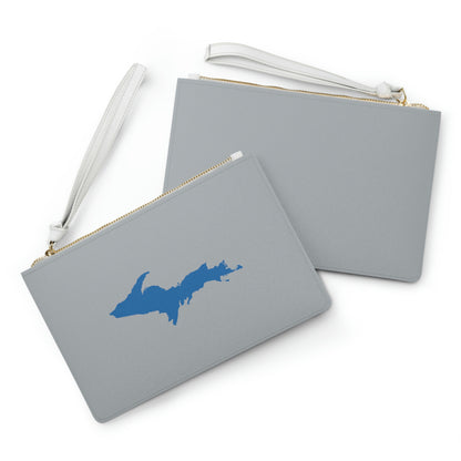 Michigan Upper Peninsula Clutch Bag (Silver w/ Azure UP Outline)