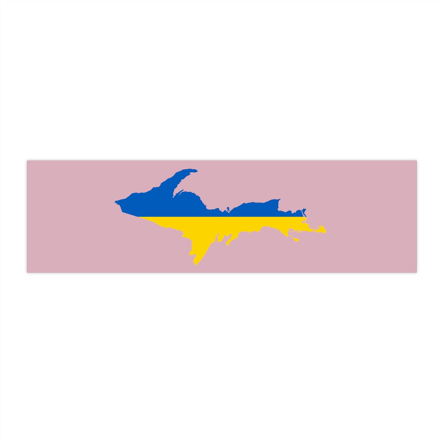 Michigan Upper Peninsula Bumper Stickers (w/ UP Ukraine Flag Outline) | Pink Background