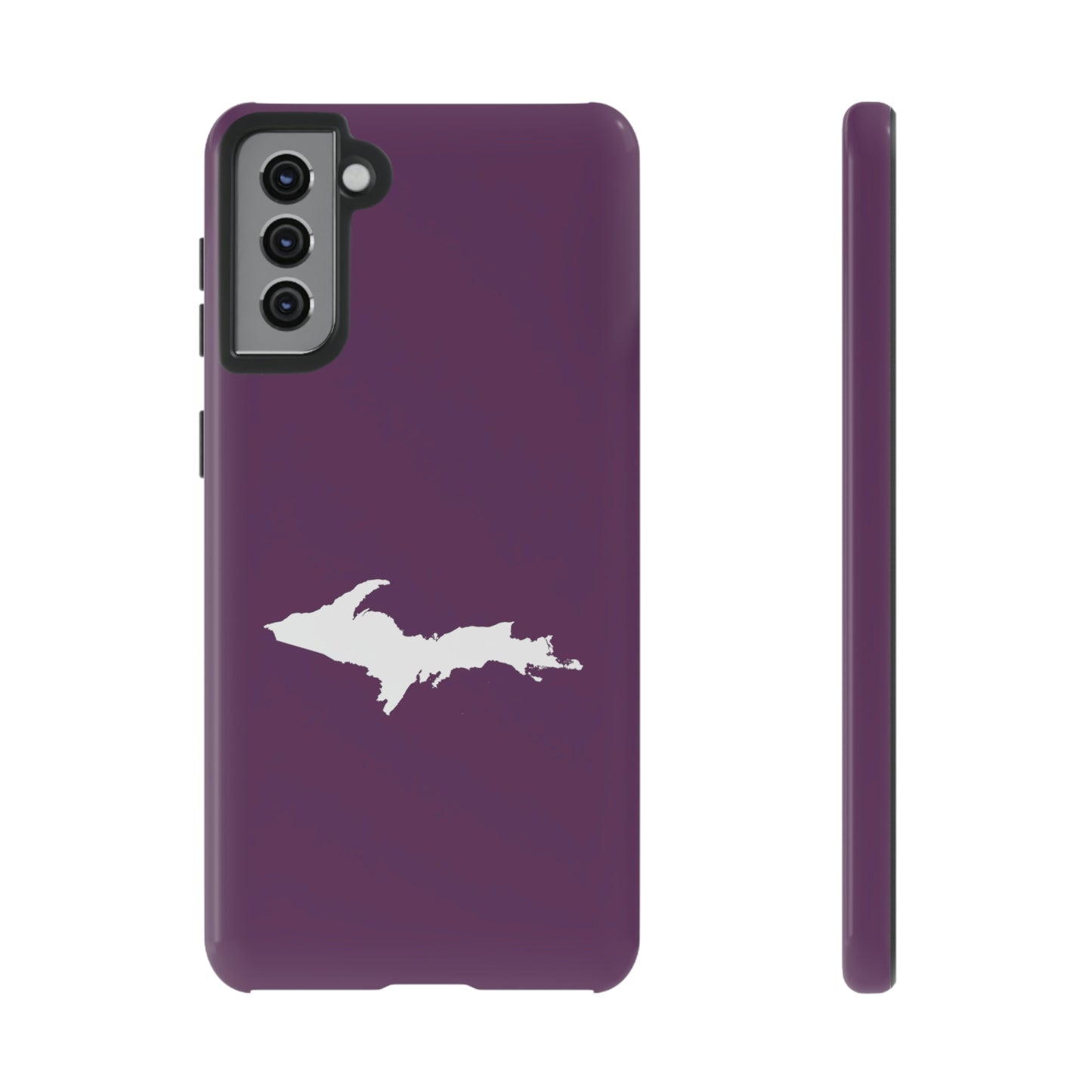 Michigan Upper Peninsula Tough Phone Case (Plum w/ UP Outline) | Samsung & Pixel Android