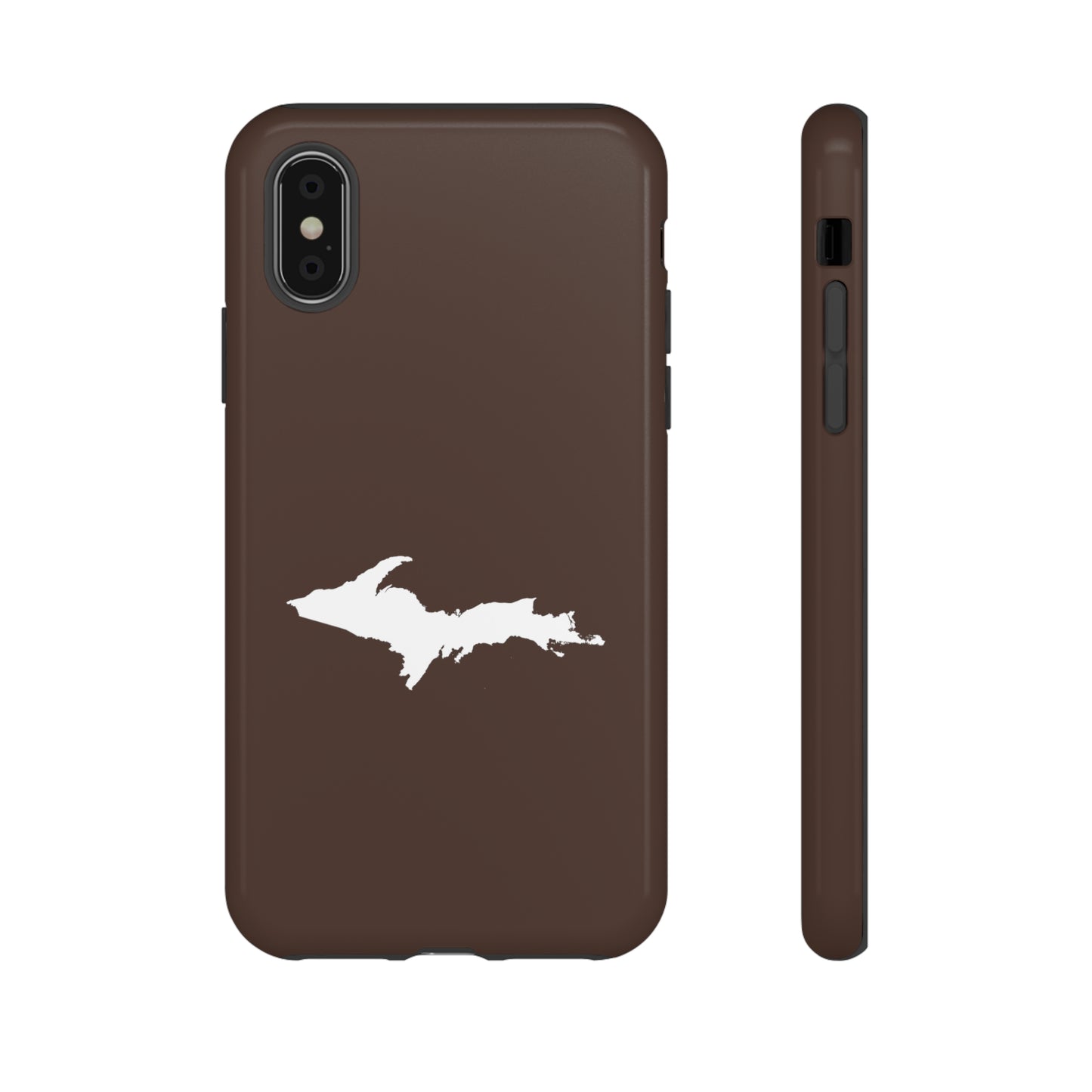 Michigan Upper Peninsula Tough Phone Case (Hickory Color w/ UP Outline) | Apple iPhone