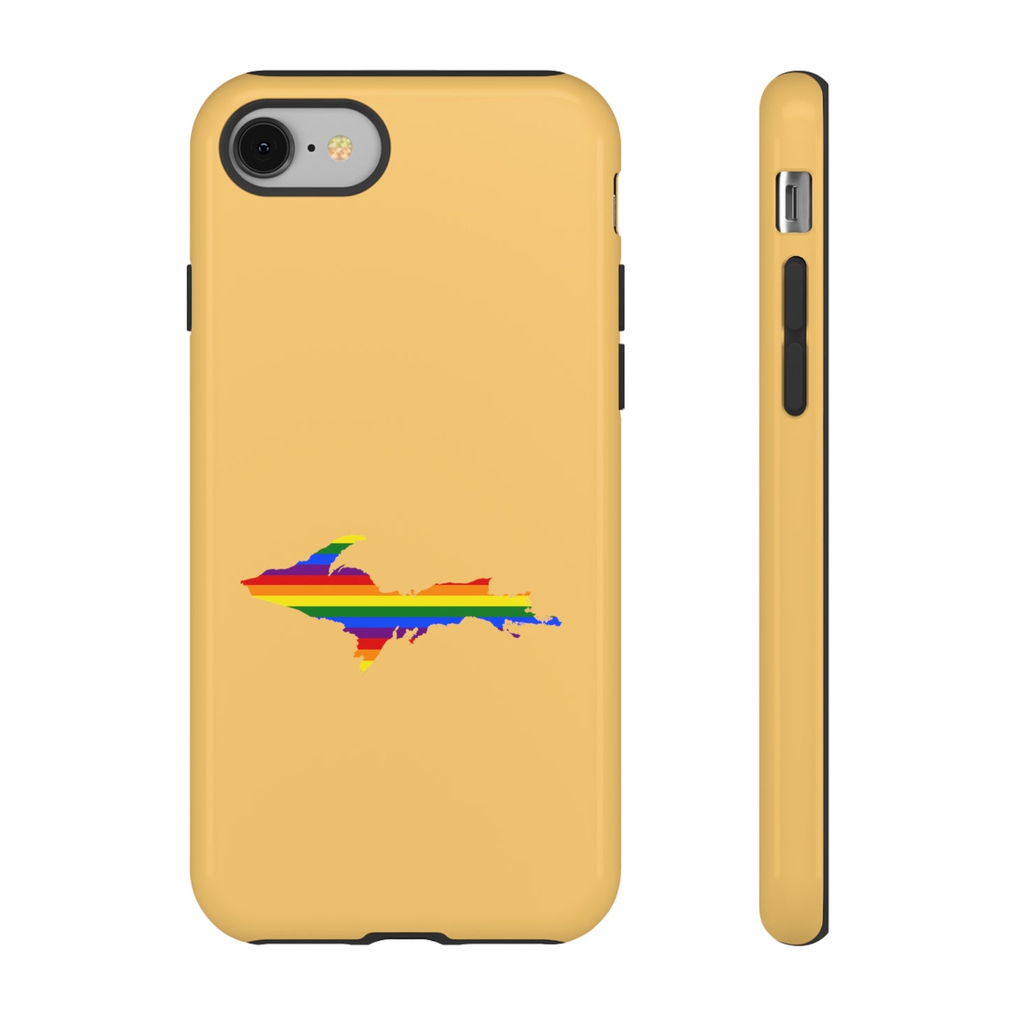 Michigan Upper Peninsula Tough Phone Case (Citrine w/ UP Pride Flag Outline) | Apple iPhone