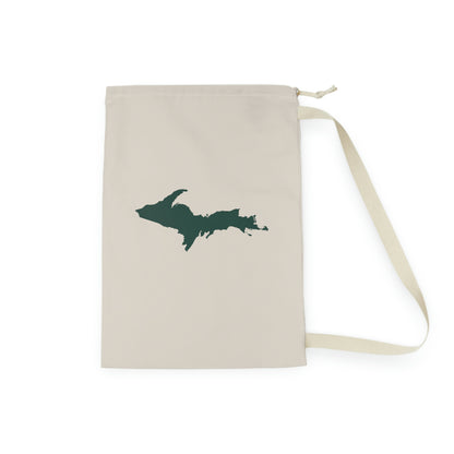 Michigan Upper Peninsula Laundry Bag (Canvas Colorw/ Green UP Outline)