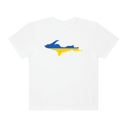 Michigan Upper Peninsula T-Shirt (w/ UP Ukraine Flag Outline) | Unisex Garment-Dyed