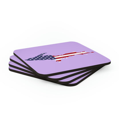 Michigan Upper Peninsula Coaster Set (Lavender w/ UP USA Flag Outline) | Corkwood - 4 pack
