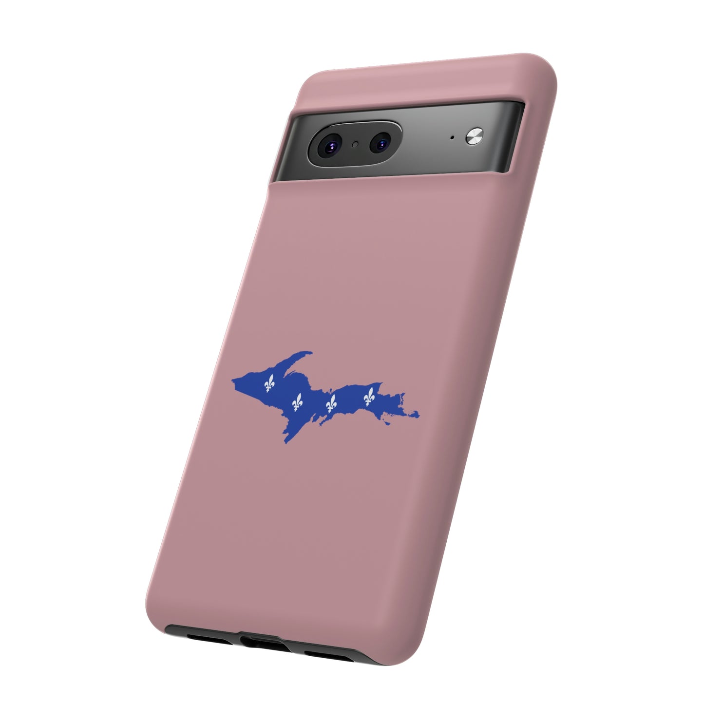 Michigan Upper Peninsula Tough Phone Case (Cherry Blossom Pink w/ UP Quebec Flag Outline) | Samsung & Pixel Android