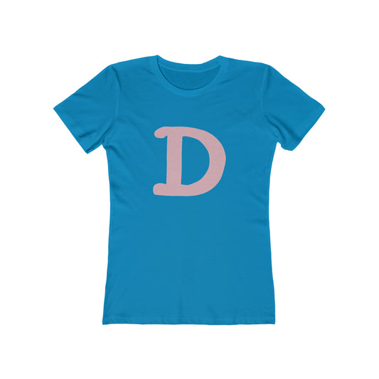 Detroit 'Old French D' T-Shirt (Pink Full Body Outline) | Women's Boyfriend Cut