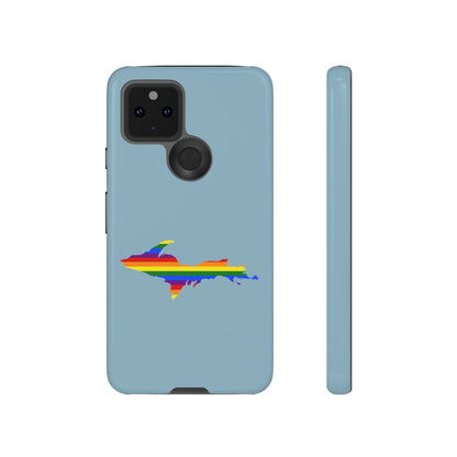 Michigan Upper Peninsula Tough Phone Case (Opal Blue w/ UP Pride Flag Outline) | Samsung & Pixel Android