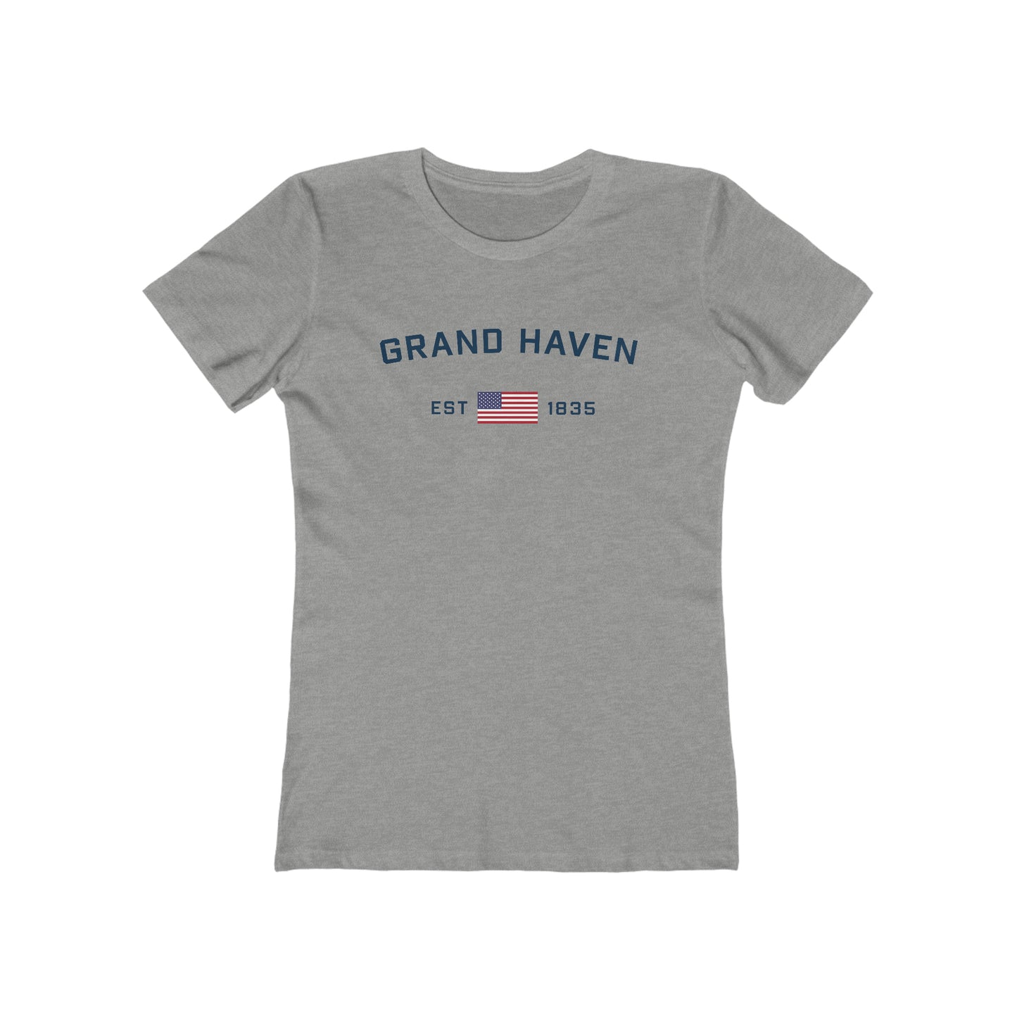 'Grand Haven EST 1835' (w/USA Flag Outline) | Women's Boyfriend Cut