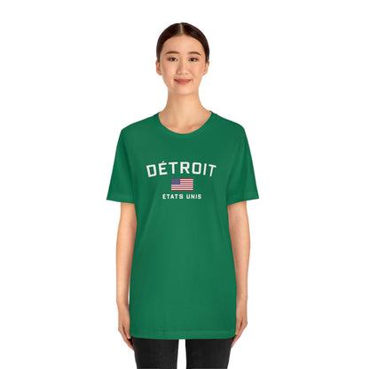 'Détroit États Unis' T-Shirt (w/USA Flag Outline) | Unisex Standard Fit