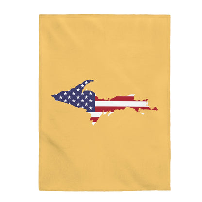 Michigan Upper Peninsula Plush Blanket (w/ UP USA Flag Outline) | Citrine