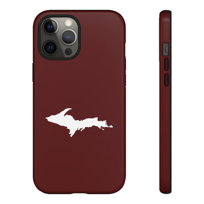 Michigan Upper Peninsula Tough Phone Case (Cherrywood Red w/ UP Outline) | Apple iPhone