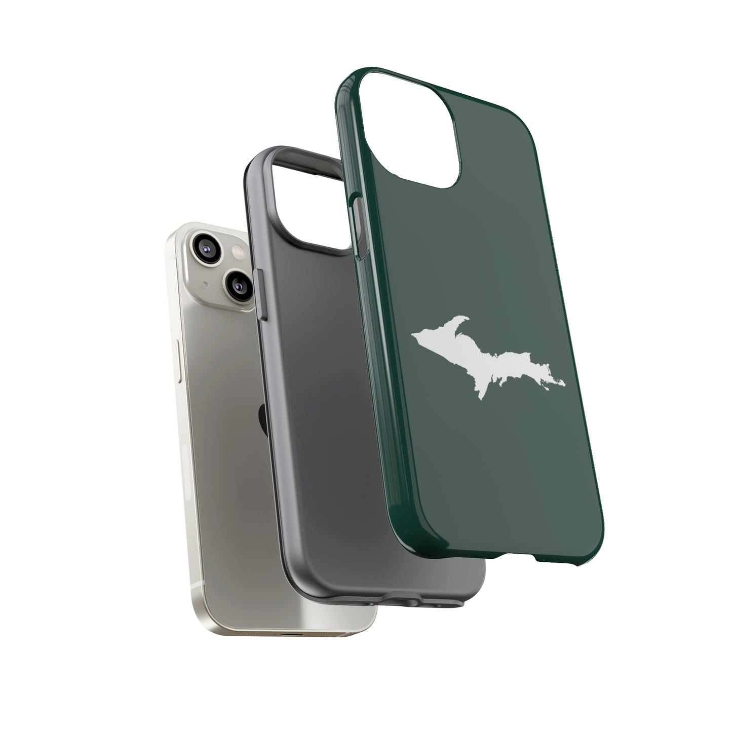 Michigan Upper Peninsula Tough Phone Case (Green w/ UP Outline) | Apple iPhone