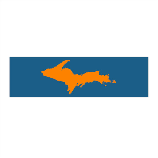 Michigan Upper Peninsula Bumper Sticker (w/ Orange UP Outline) | Blueberry Background