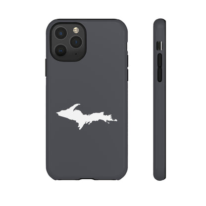 Michigan Upper Peninsula Tough Phone Case (Iron Ore Grey w/ UP Outline) | Apple iPhone