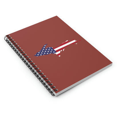 Michigan Upper Peninsula Spiral Notebook (w/ UP USA Flag Outline) | Ore Dock Red